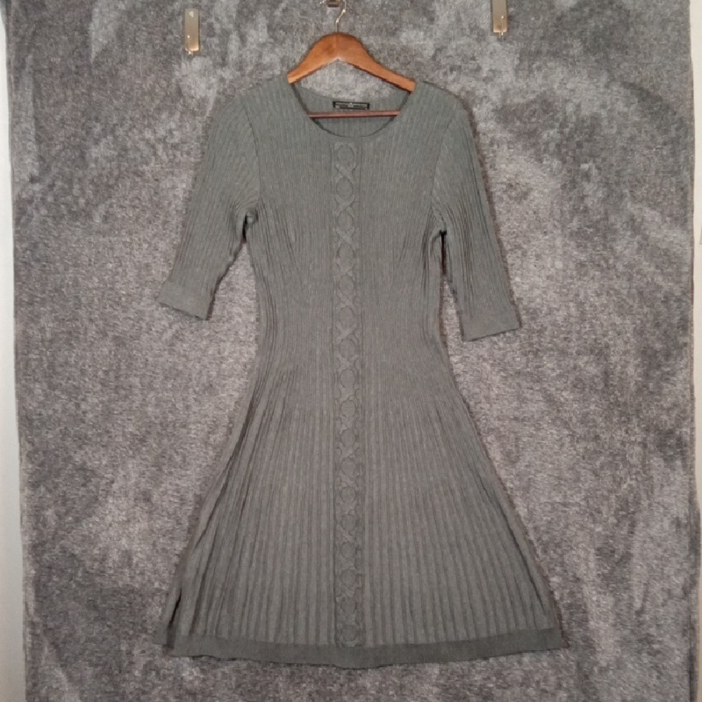 Peruvian Connection Charcoal Pima Cotton Midi Womens Dress Size Medium